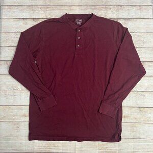 L.L.Bean Burgundy Long Sleeve Henley Shirt Traditional Fit Men's M Tall